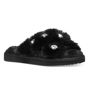 MICHAEL Michael Kors Lala Faux Fur Slipper in Black Size 6.5